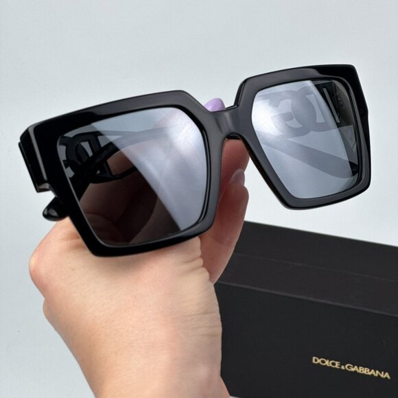 D&G DG4446B 501/6G BRAND NEW Sunglasses Black Gray Mirrored Black Square Women - Picture 1 of 10
